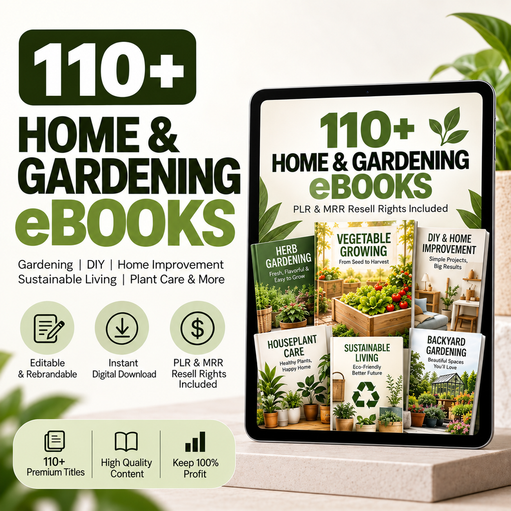 110+ Gardening & Home Improvement eBooks Bundle | Private Label Rights (PLR) & Master Resell Rights (MRR) | Instant Digital Download