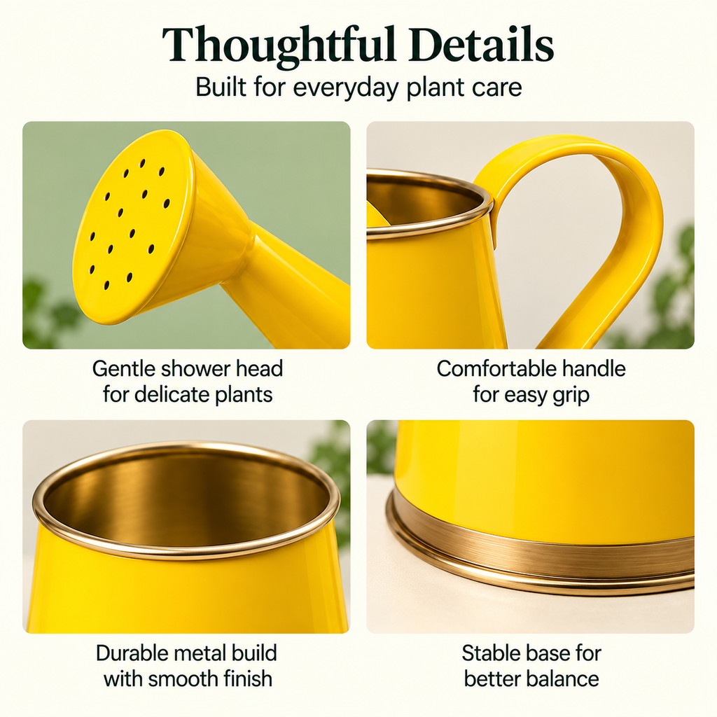 Mini Metal Garden Watering Can, 250 ml, Yellow