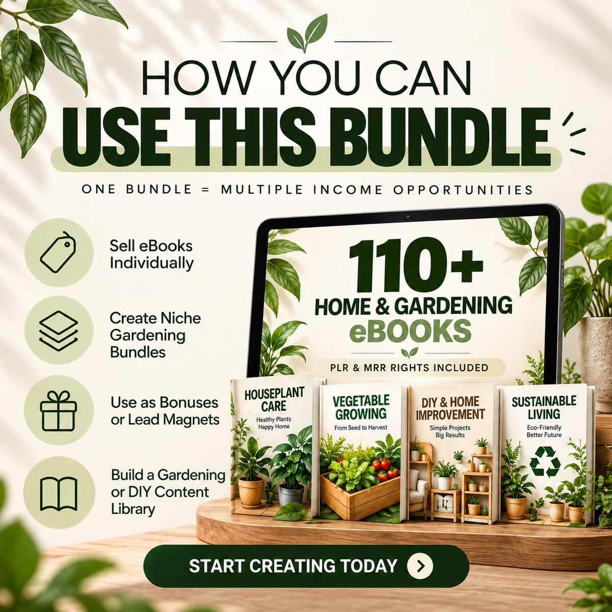 110+ Gardening & Home Improvement eBooks Bundle | Private Label Rights (PLR) & Master Resell Rights (MRR) | Instant Digital Download