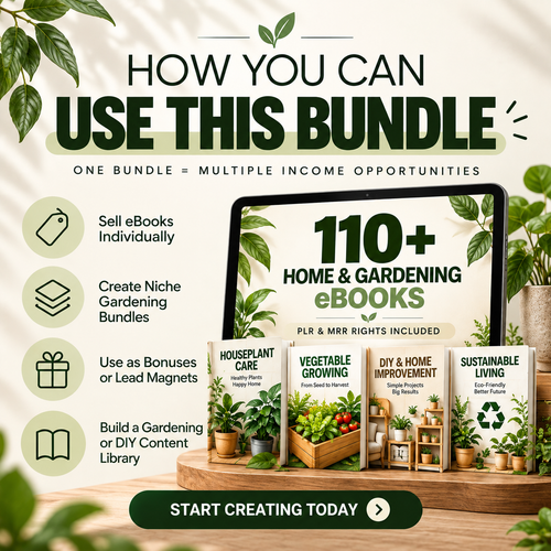 110+ Gardening & Home Improvement eBooks Bundle | Private Label Rights (PLR) & Master Resell Rights (MRR) | Instant Digital Download